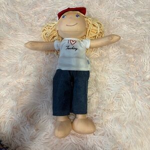 Haba Women in Trucking Doll Rope Blonde Hair I Love Trucking Heart Jeans RARE